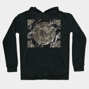 Marble mandala - deco gold on black Hoodie